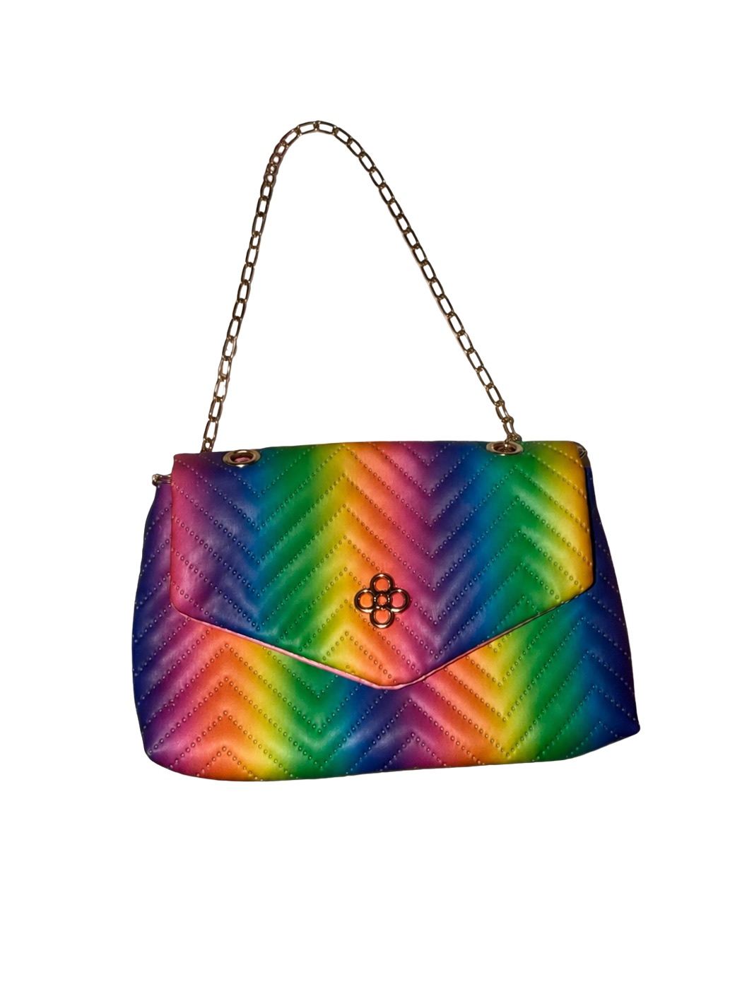 ESTEESANDMORE ESTEESANDMORE Rainbow Quilted Crossbody Bag with Gold Chain