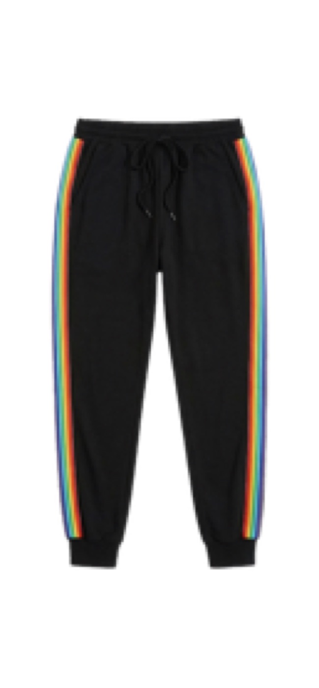 SweatyRocks SweatyRocks Black Jogger Pants with Rainbow Side Stripes