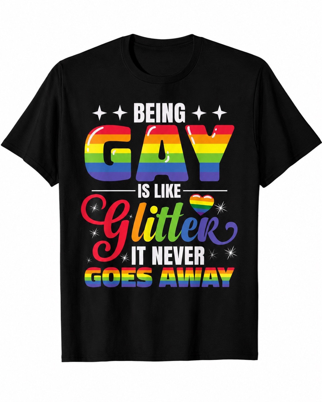 Exceed Exceed Black “Being Gay Is Like Glitter” T-Shirt