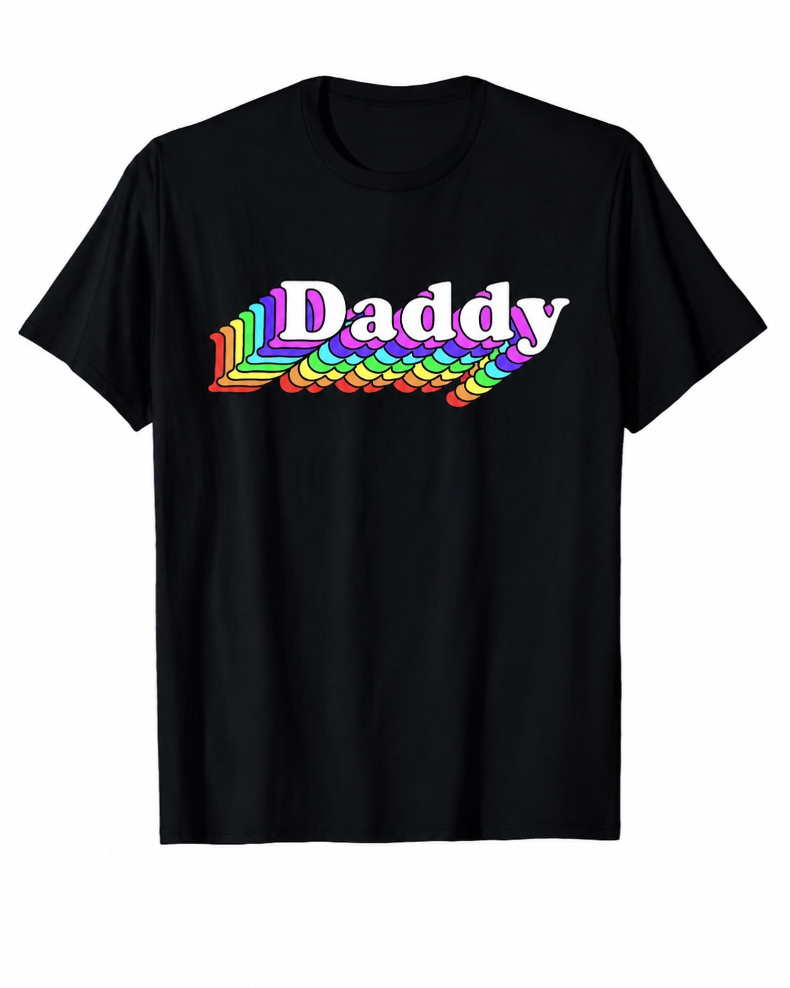 Zhangwangxing Zhangwangxing Black “Daddy” Retro Rainbow Graphic T-Shirt