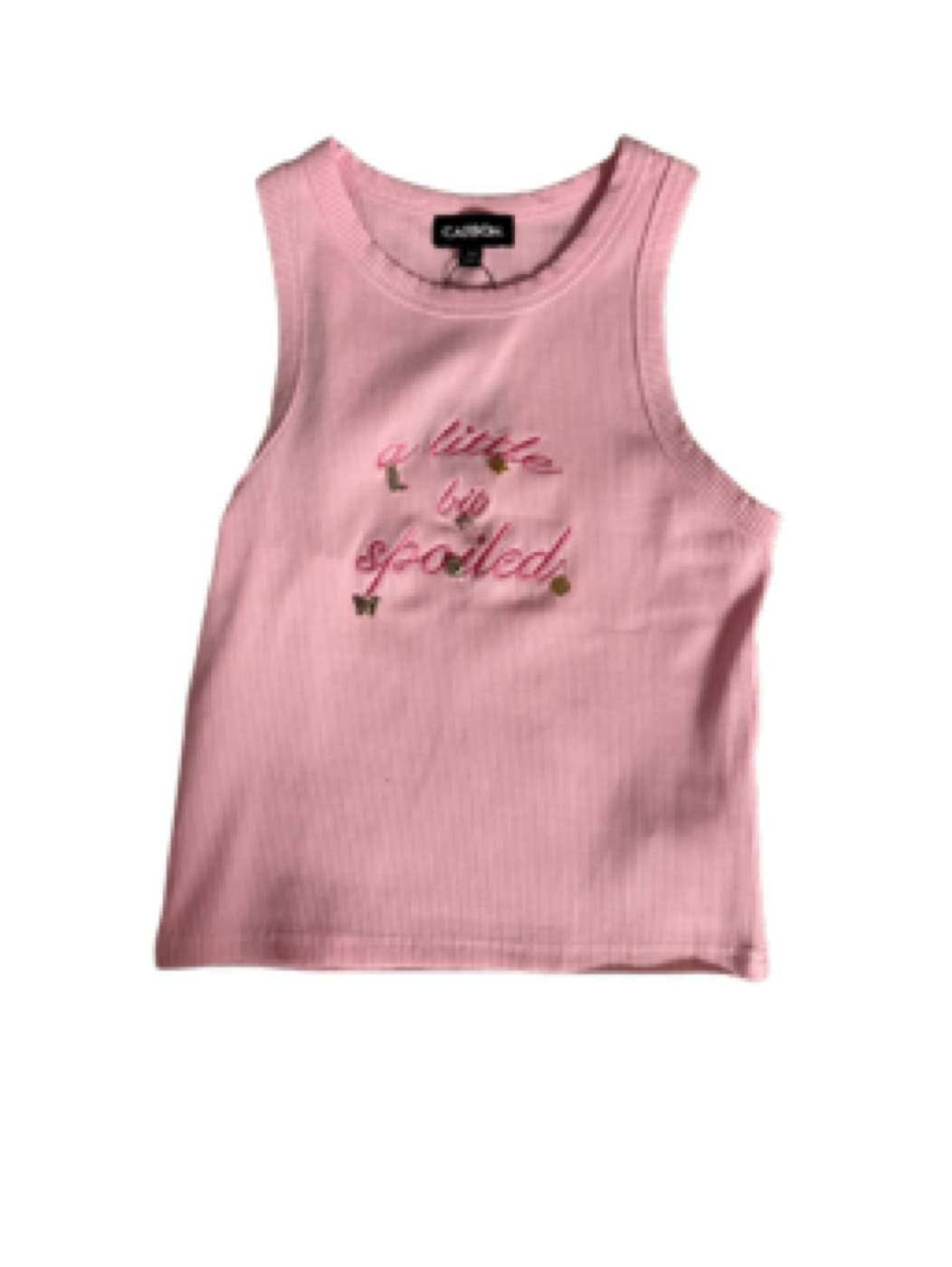 Carbon x Urban Planet Carbon x Urban Planet “A Little Bit Spoiled” Pink Ribbed Tank Top
