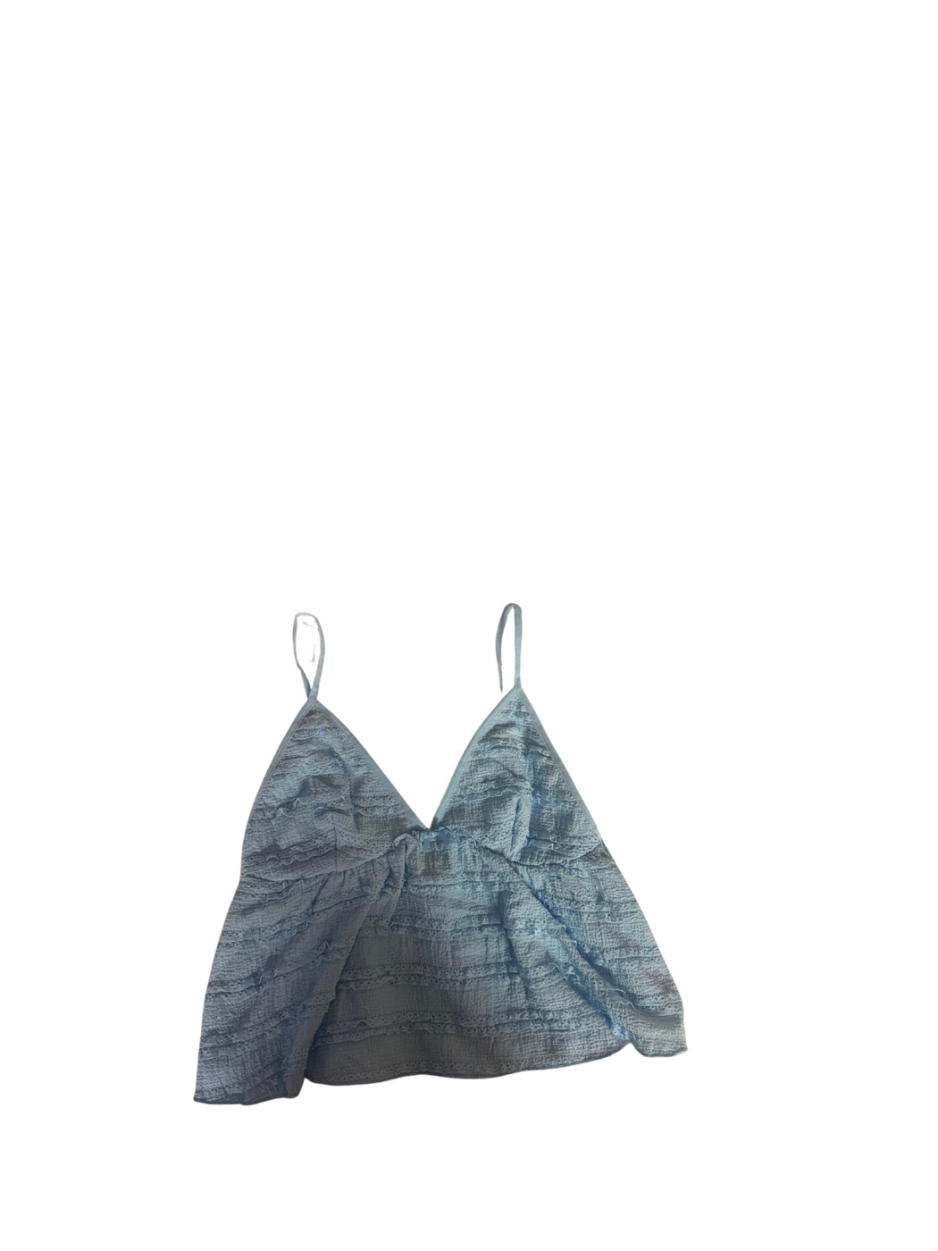 Bozzolo Bozzolo Light Blue Lace-Trim Smocked Tank Top