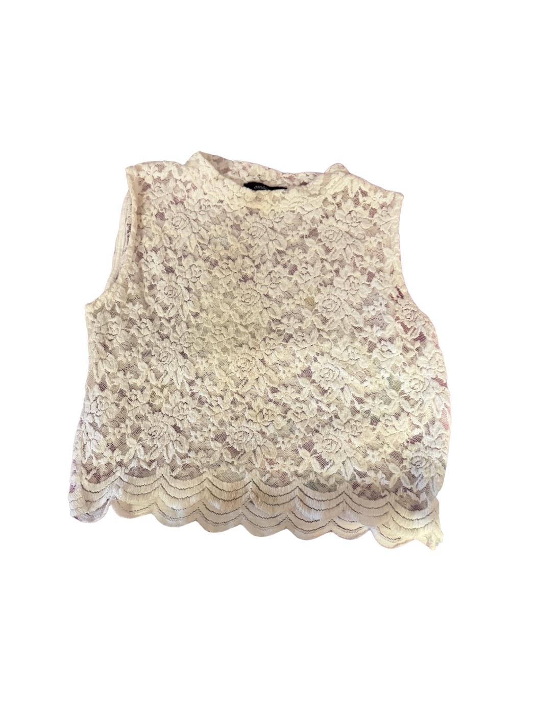 Ambiance Ambiance White Floral Lace Cropped Vest
