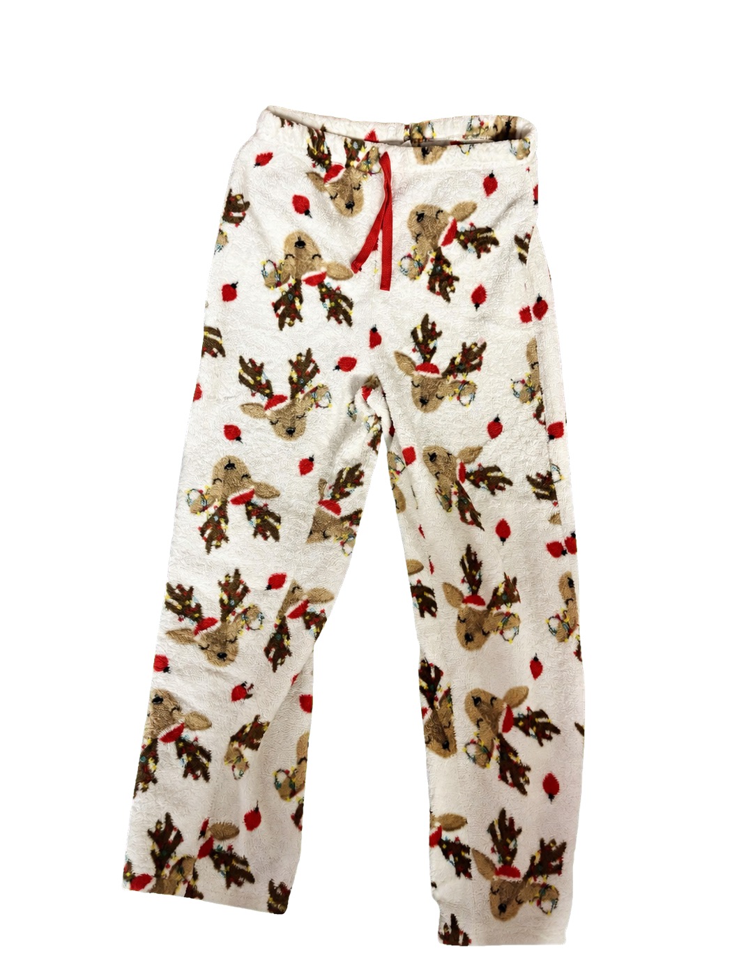 Urban Planet Urban Planet White Plush Pajama Pants with Christmas Reindeer