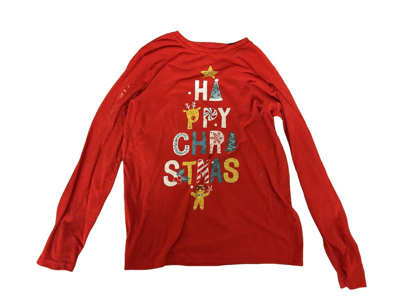 Cat & Jack Cat & Jack Red Long Sleeve Happy Christmas T-Shirt
