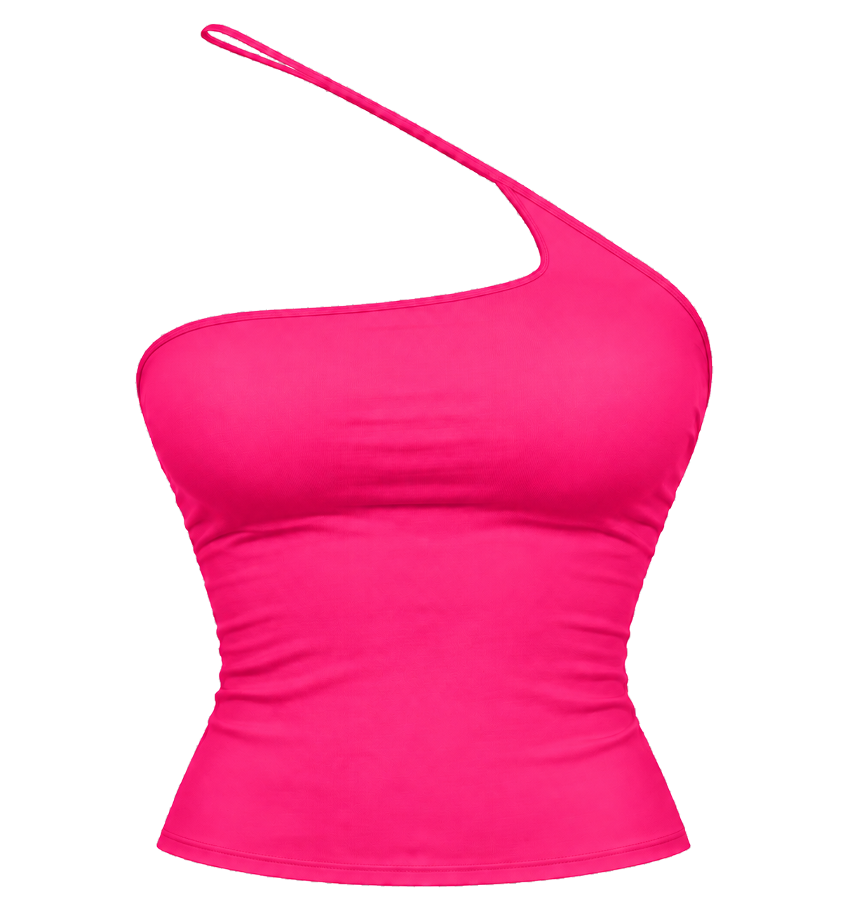 Temu Temu Fuchsia Asymmetric Neckline Top with Crossed Strap